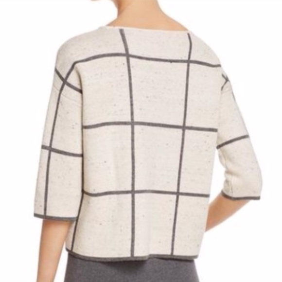 Eileen Fisher Peppered Organic Cotton Wool Checkered Knit Sweater - Size XS - Picture 2 of 10